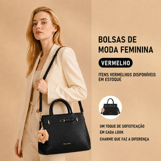 TOMI MITO Bolsa Feminina de Mão e Transversal em Couro Sintético com Zíper, Bolsos Intern…