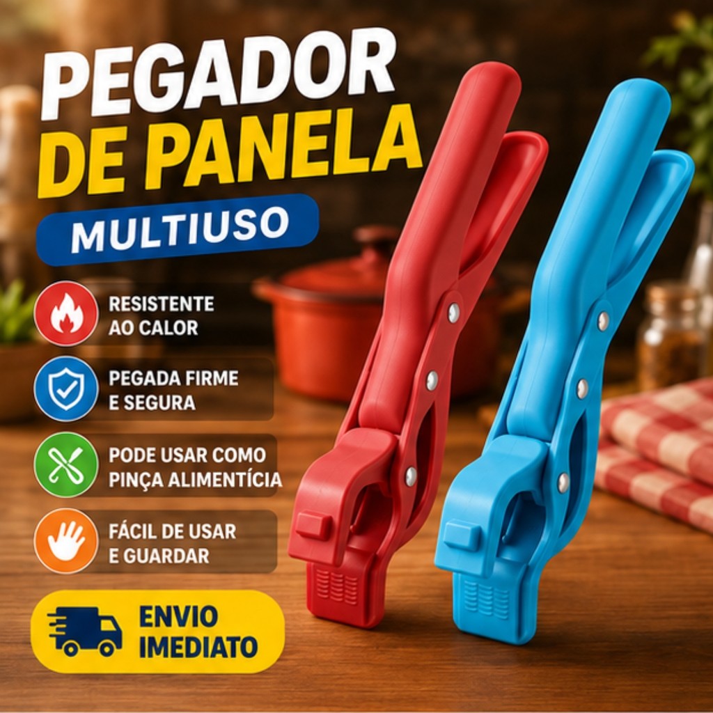 Pegador De Panela Silicone 18x9cm Multiuso Para Travessas Formas Quentes Pinça Cozinha Vermelho Azul