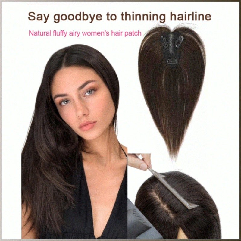 aplique de cabelo feminino com oito franjas, leve e invisível.