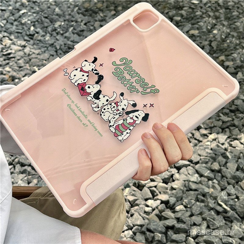 Nova capa com tema de cachorrinho rosa e compartimento para caneta para mini iPh