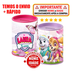 Lembrancinha Skye e Everest Cofrinho Personalizado da Skye Patrulha Canina Menina Cofre Aniversário