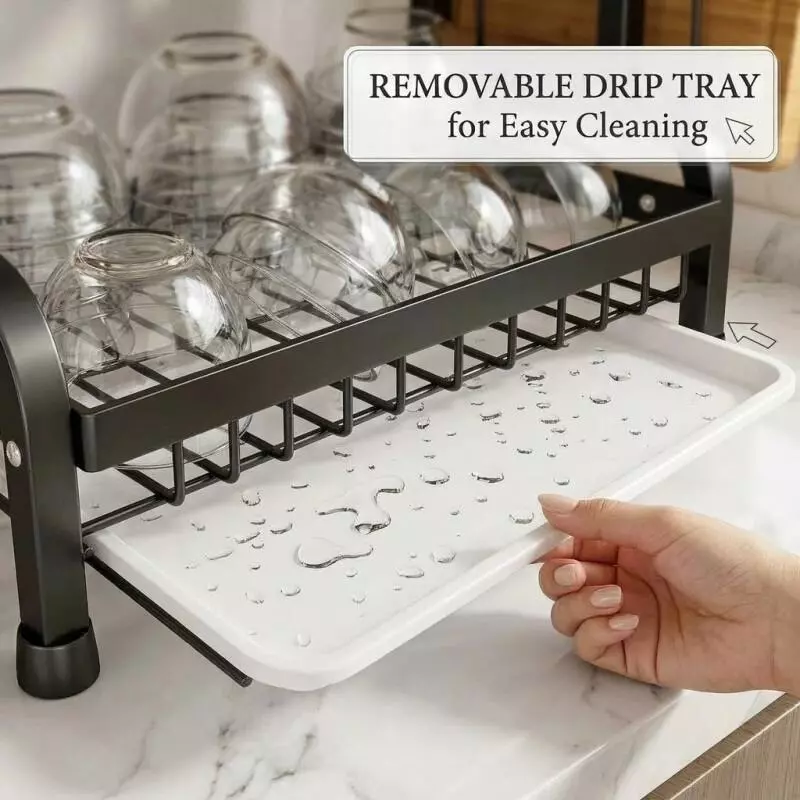 Escorredor de Louça Kitchen Rack em Aço Inoxidável Preto para Pia 43cm — foto 3