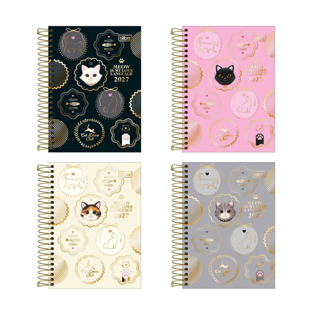 Agenda espiral diária Purrfect Cats 2027 Tilibra
