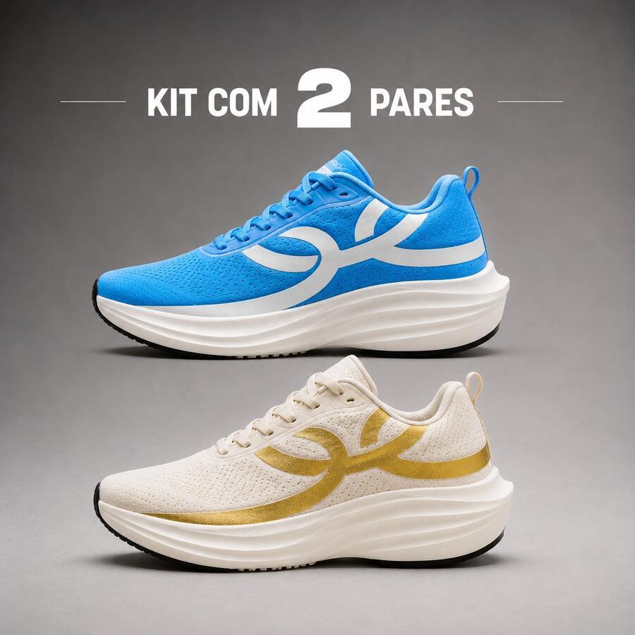 KIT 2 PARES Tênis Feminino Corrida CorreTURBO Eleva Academia Treino Crossfit Caminhada Jump Casual Confortavel
