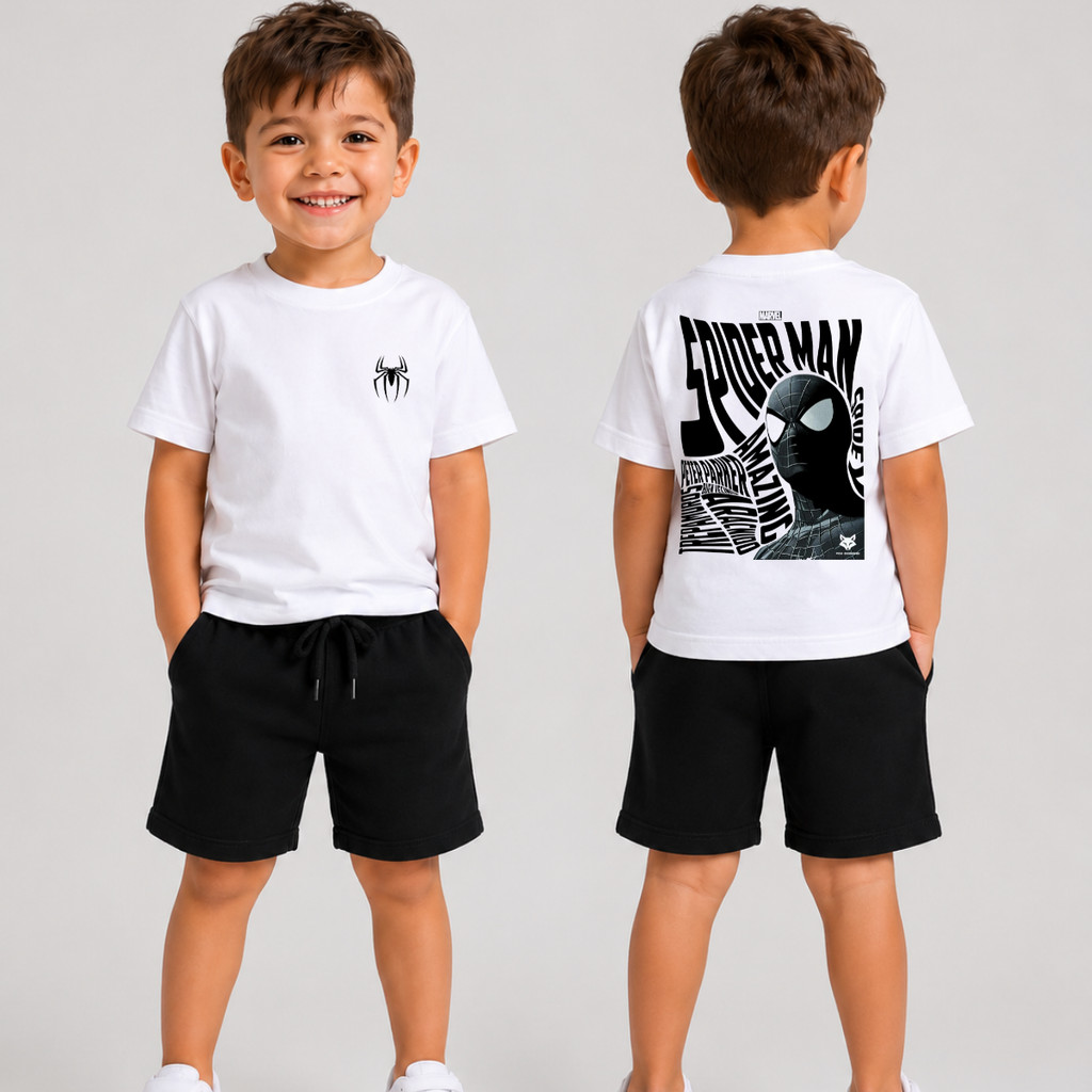 Conjunto Infantil Homem-Aranha Camiseta 100% Algodão + Bermuda Moletinho Menino Roupa Infantil