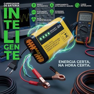 Auxiliar Partida Carregador Bateria 12V Inteligente Socorro Garagem 6A