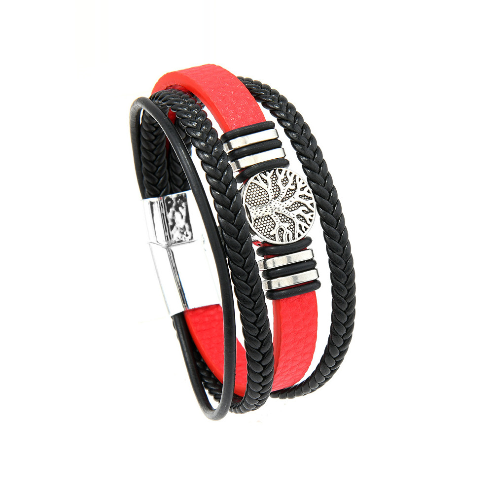 Europeu americano moda na moda acessórios masculinos único All-Match Multi-camada trançado pulseira de couro única árvor