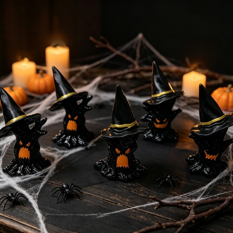 Conjunto De Estatuetas De Destaque De Prateleira VA Halloween Com 5 Temas De Espírito Florestal