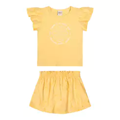 Conjunto Infantil Menina Estampa em Puff Elian Amarelo
