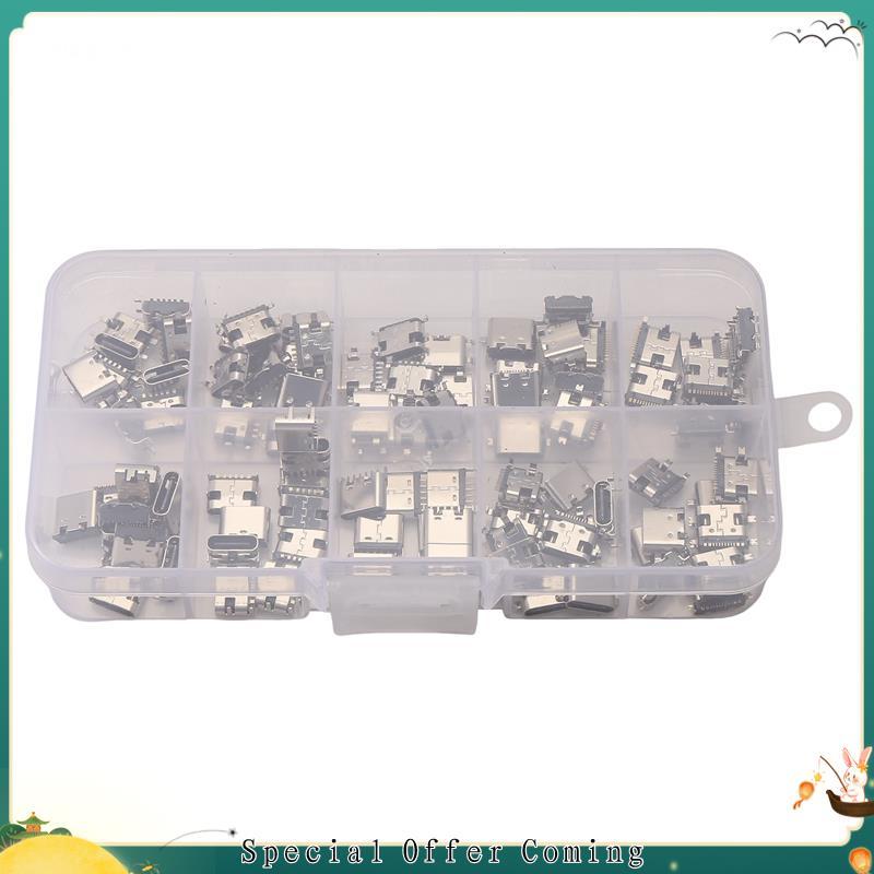 100 Pçs/Lote 10 Modelos Tipo-C Conectores De Doca De Carregamento USB Mix 6Pin E 16Pin Uso Para Telefone Kits De Reparo 