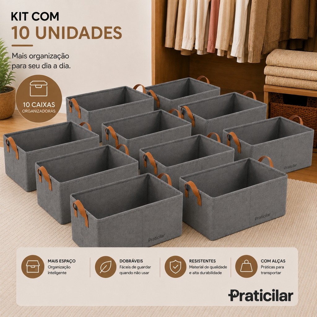 Kit Até 10 Caixa Organizador Roupas Íntimas Multiuso Guarda Roupa Camisetas Calças