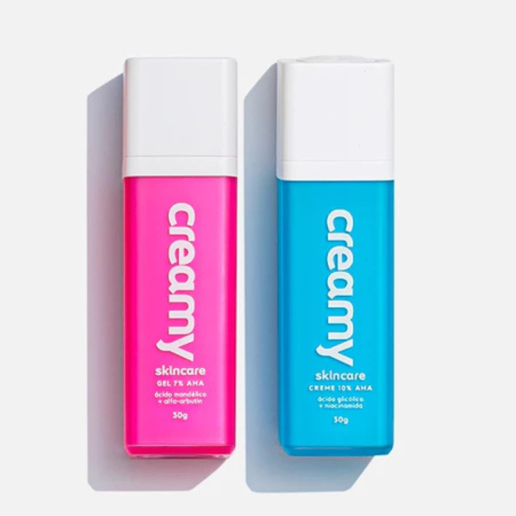 Duo Para Poros - Esfoliante Químico Ácido Glicólico + Gel Clareador Antiacne - Ácido Mandélico - Creamy Skincare