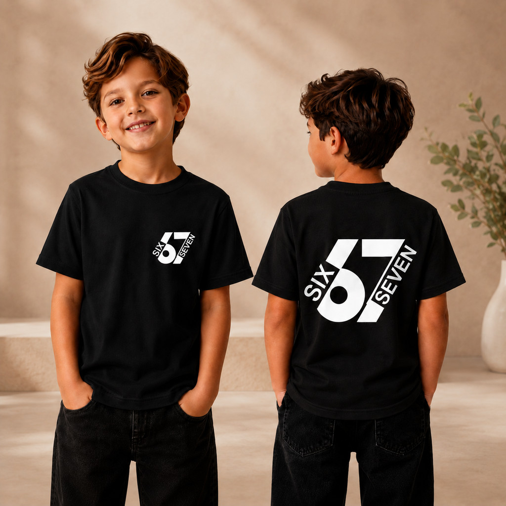 Camiseta Infantil Masculina Juvenil Menino 67 Six Seven Estampada Streetwear Casual Manga Curta
