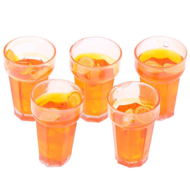 JTFF 5 Peças 1 : 12 Casa De Bonecas Em Miniatura Comida Limão Xícaras De Chá Boneca Bebidas Modelo Brinquedo FI