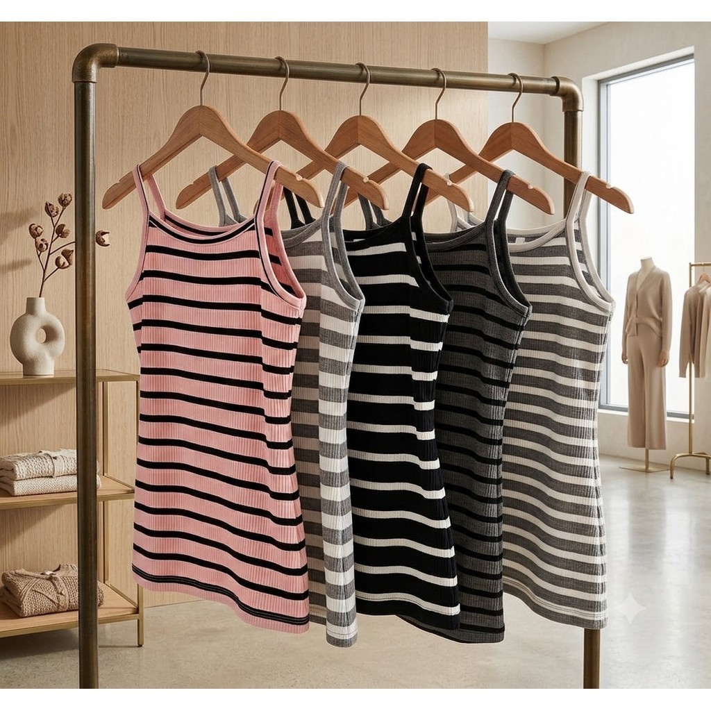 blusa blusinha feminina listrada alça regata canelada elasticidade cores bem