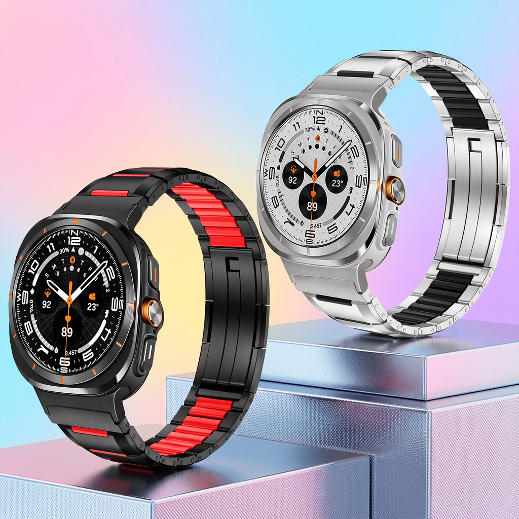 Pulseira Premium De Silicone E Aço Inoxidável Para Samsung Galaxy Watch Ultra 2 