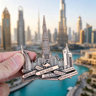 DUBAI cidade silhueta geladeira adesivo Bronze Metal tridimensional ímã dubai Emirates árabes viagem decoração comemorat