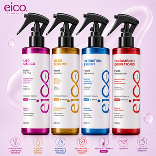 Protetor Termico Cabelo Eico Pro 200ml Anti Frizz Spray de Cabelo Leave in Protetor Térmico Finalizador Cabelo Eico