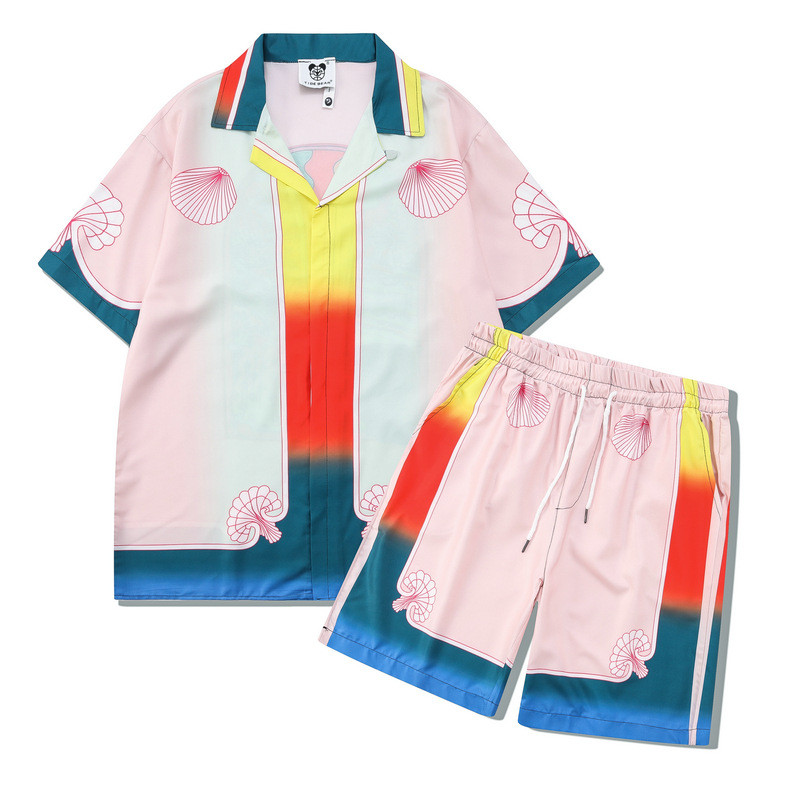 [Novo produto] Cavalheiro Impressão Digital Retro Casual Capa Praia Solta Shell Camisa de Manga Curta Capa Masculina [Ve