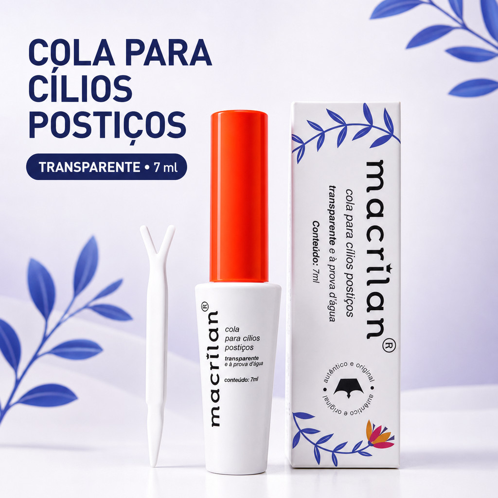 cola para cílios postiços transparente macrilan CA-001 e preto CA-002 .
