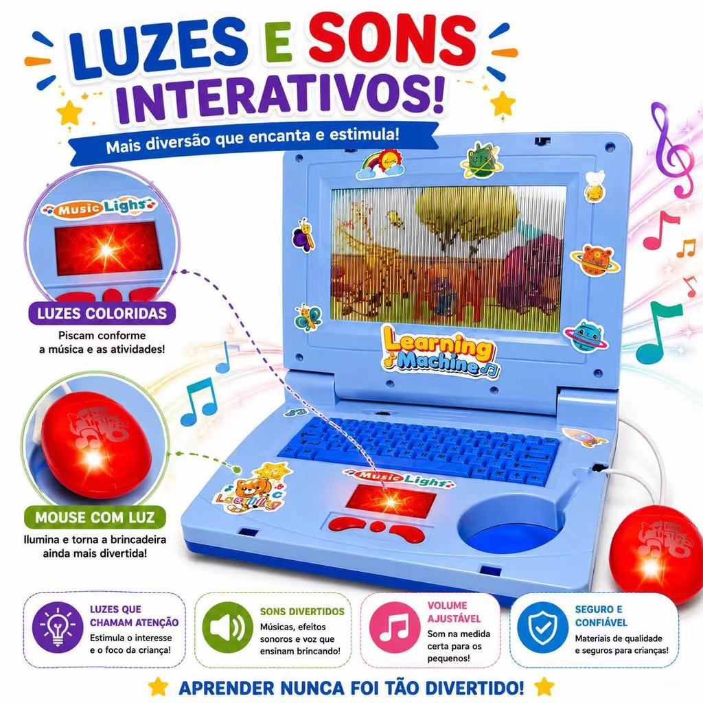 Brinquedo Notebook Laptop Infantil Princesas Ursos com Imagem, Musica Brinquedo Notebook Luzes Criança Menina Envio Já