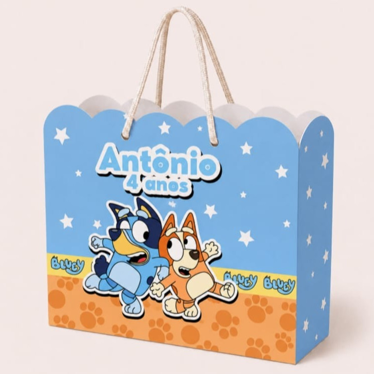 PEGUE E MONTE - Sacolinha Surpresa Personalizada  BLUEY MENINO - Lembrancinha para festa