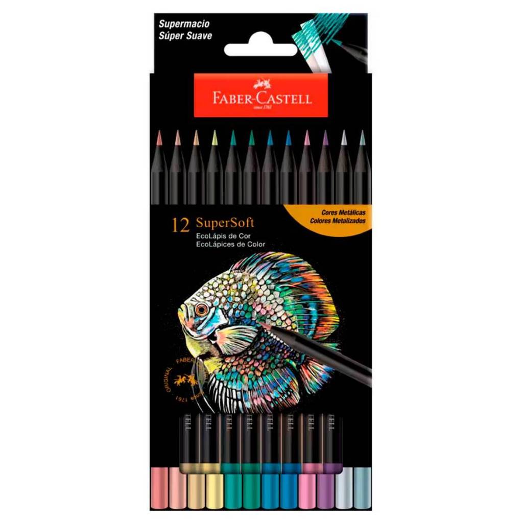 Lápis de cor Supersoft 12 cores Metálicas 210722 Faber-Castell