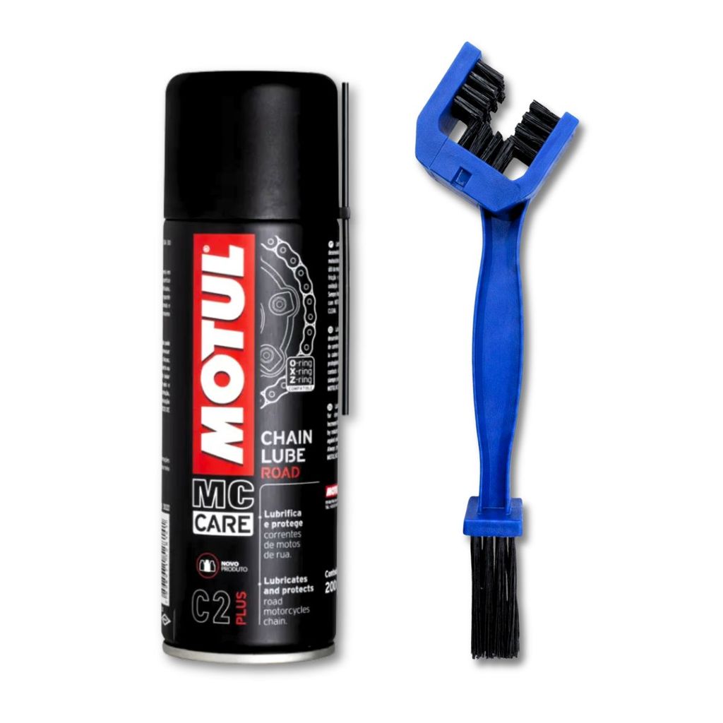 Kit Lubrificante Motul C2 para Corrente Moto Bike 200ML + 1 Escova limpa Corrente