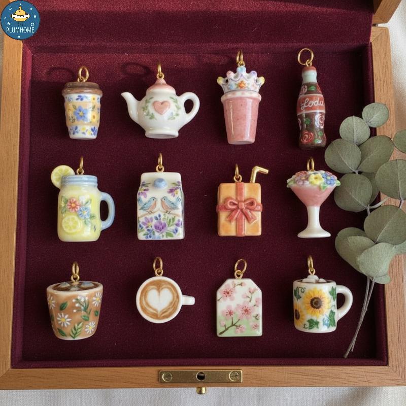 PLUMHOME Mini Cobre Comida Bebida Encantos Vintage Xícara De Café Pingente Para DIY Nelace Pulseira Jóias Fazendo Amador