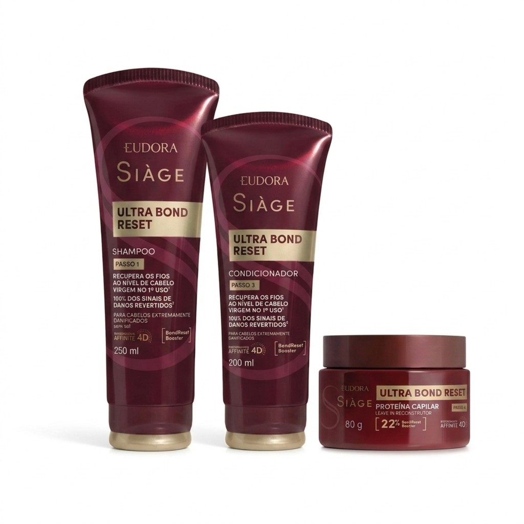 Combo Siàge Ultra Bond Reset: Shampoo 250ml + Condicionador 200ml + Leave-In Reconstrutor Proteína Capilar 80g