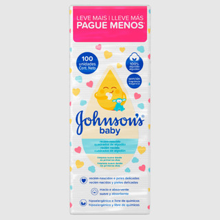 Algodão Quadrado sem Perfume Johnsons Baby Pacote 100 Unidades Leve Mais Pague Menos