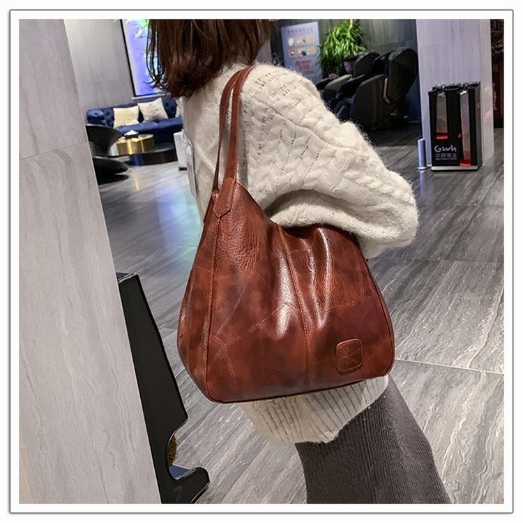 Bolsa De Mão De Grande Capacidade Com Múltiplos Compartimentos, Bolsa Feminina De Ombro Média Retro Em PU — imagem 2 de 2