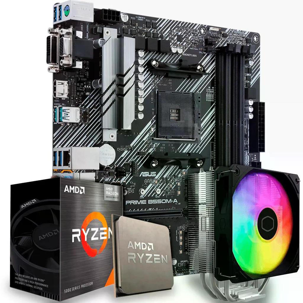 Kit Upgrade AMD Ryzen 5 5600GT, Placa Mãe B550M, Air Cooler ARGB, AM4,UIZKYPZJ-E