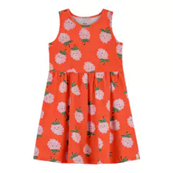 Vestido Alças Infantil Menina Godê Estampa Elian Laranja