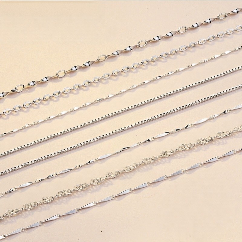 Banhado a prata PT950 platina colar feminino 18k ouro branco colar luz luxo clavícula corrente colar fino All-Match nu c