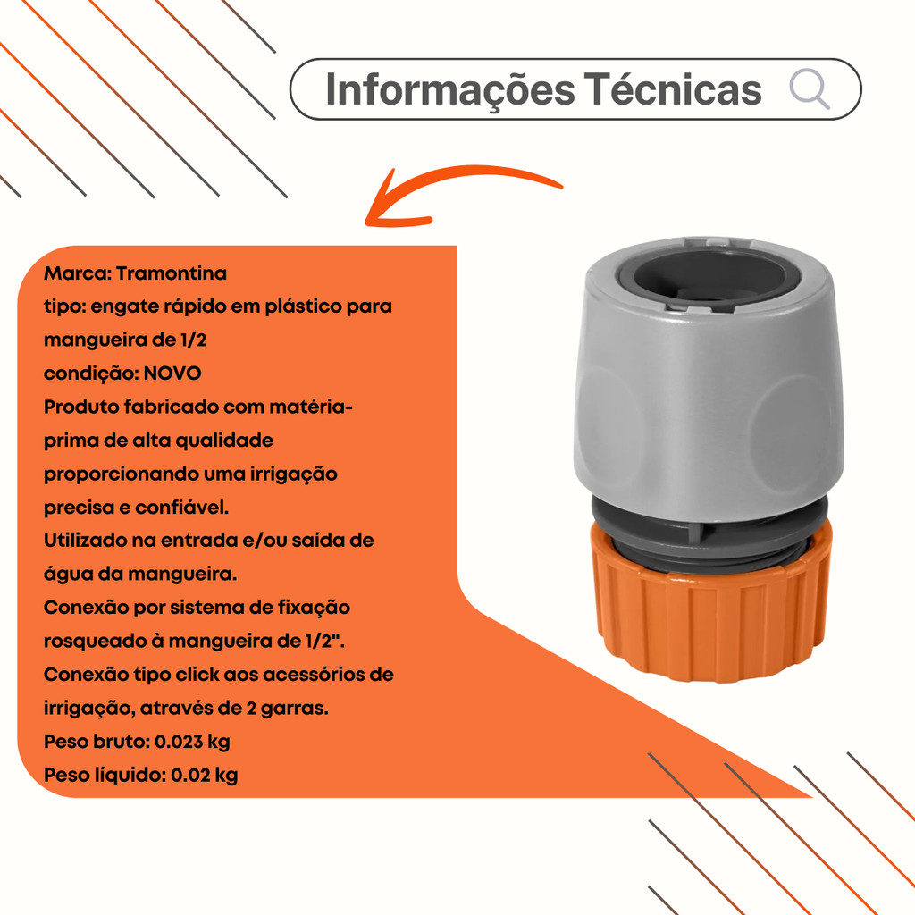 2 Engates Rápido Tramontina P/ Mangueira 1/2" — imagem 2 de 2