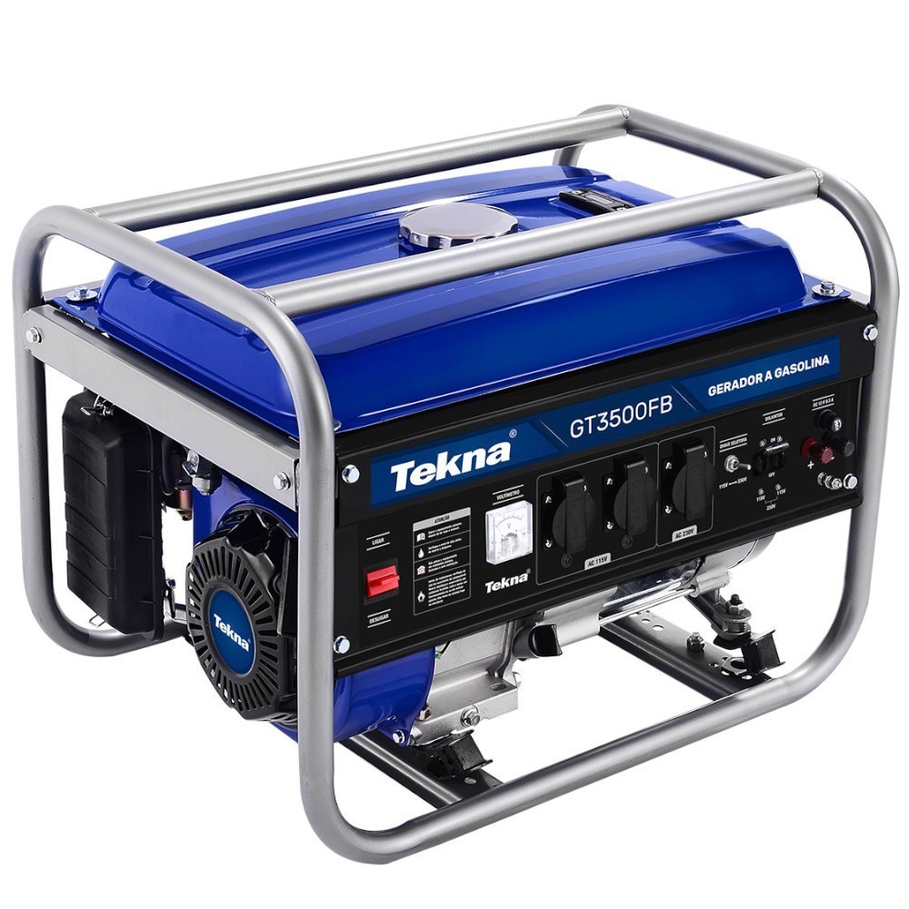 Gerador de energia 3,1 Kva a gasolina partida manual com AVR - GT3500FB - Tekna