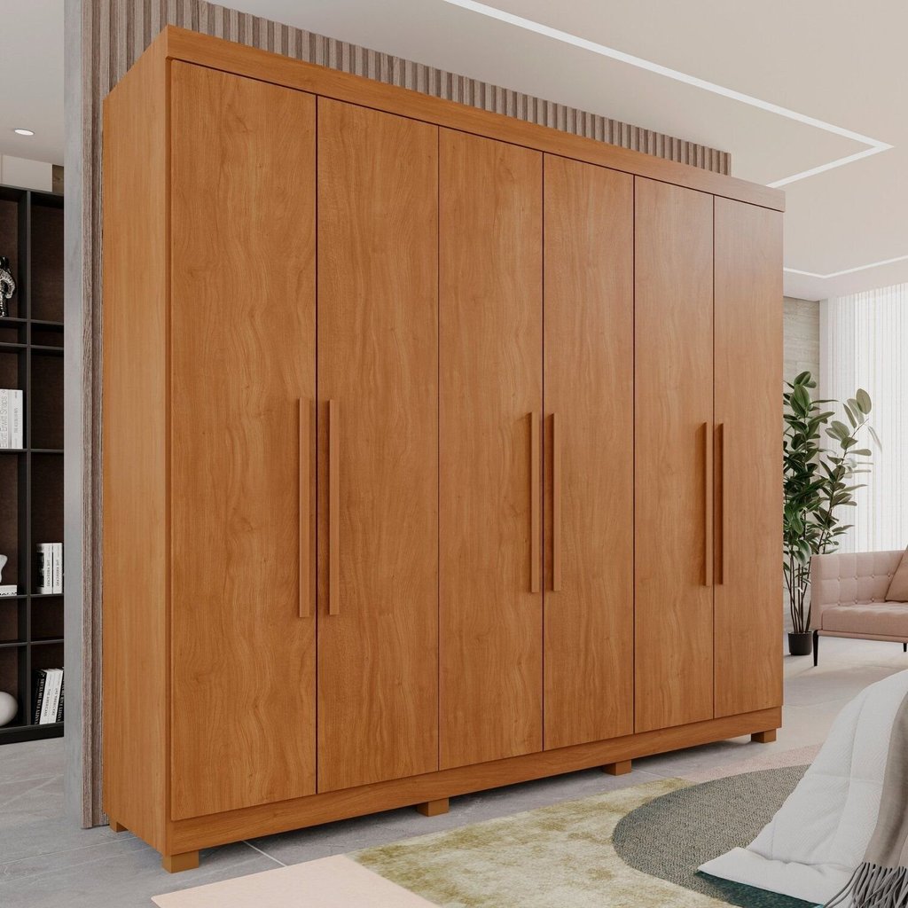 Guarda-Roupa Casal Casal 6 Portas 3 Gavetas Roma Espresso Móveis Marrom/Cinamomo Cinamomo