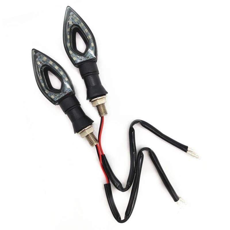 Sinais De Volta Da Motocicleta Luz Lâmina Âmbar Lâmpada Curto Luzes Sinal Pisca Piscas Lâmpadas Indicadoras 12 LED 12V