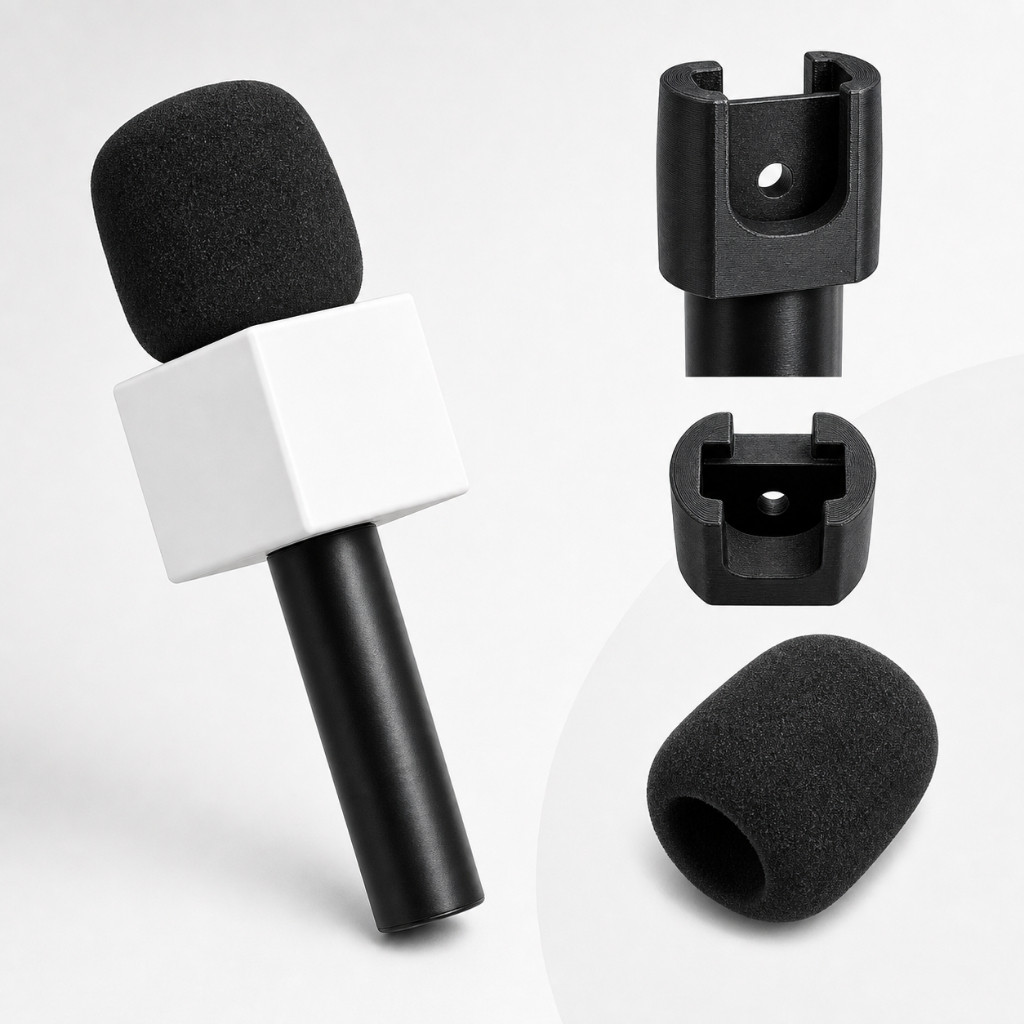 Adaptador Suporte de Mão para Microfone de Lapela Hollyland Lark M2 com Canopla e Espuma Reportagem