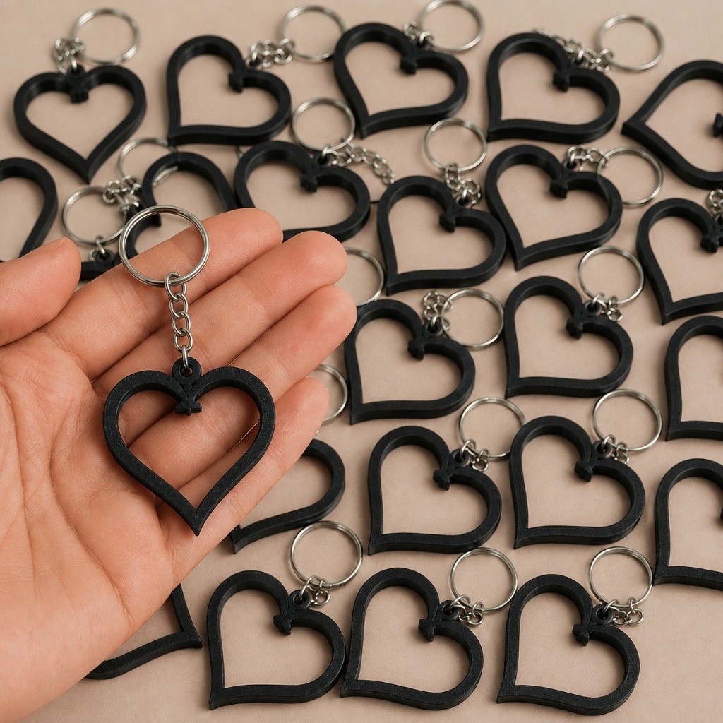 KIT Chaveiro Coração Vazado Lembrancinha Amor Vermelho Casamento Aniversário Namorado Brindes Mimos Preto