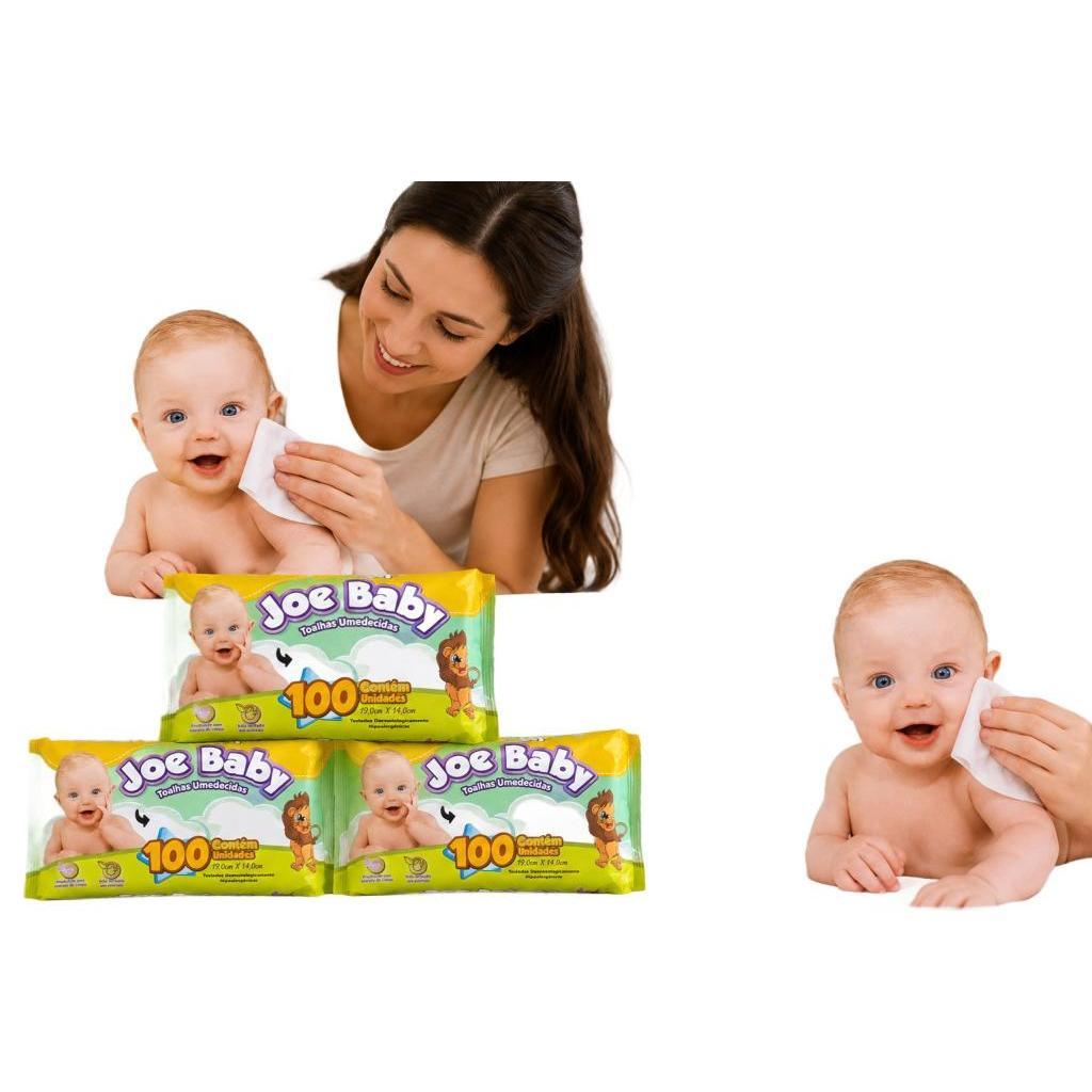 Kit 3 Pacotes Toalhas Umedecidas Com 100 Folhas - Joe Baby