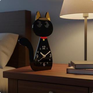 [Fineblue] Gato Silencioso Relógio Mesa Acrílico Design Bonito De Analógico Para Quarto Infantil Decoração De Escritório