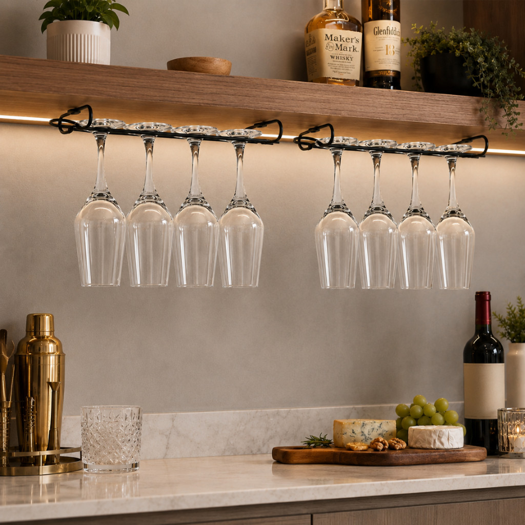 2 Suportes Organizadores De Armário Porta Taças 42cm De Vinho Decoração Ambientes Casa Organizadores