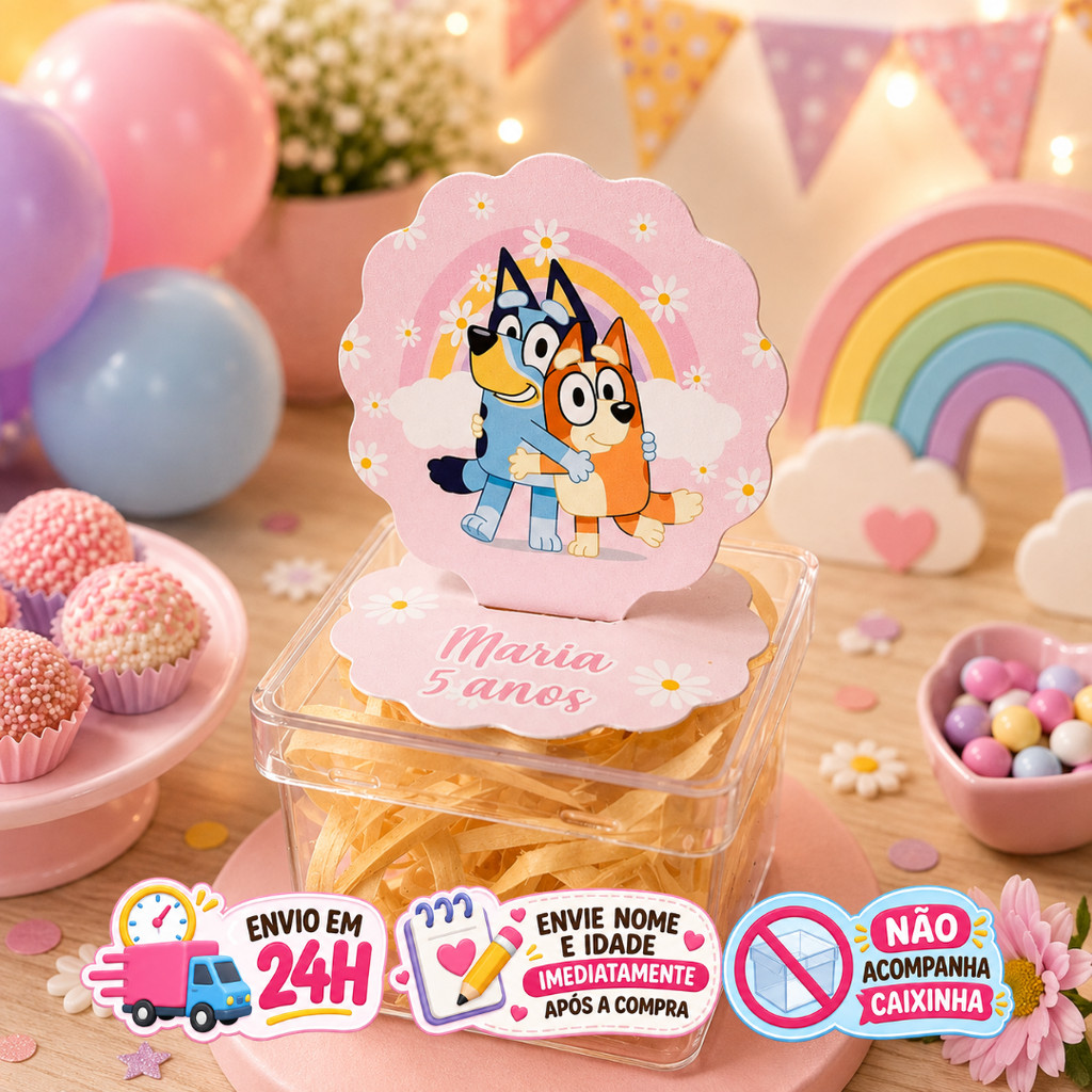 Aplique em Pé 3D Blueyii Personalizado Lembrancinha Festa Infantil Kit 10 a 50 unidades