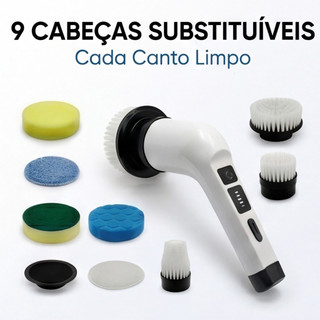 Escova Limpeza Elétrica Sem Fio 9 em 1 Esfregão 25W Recarregável Multiuso