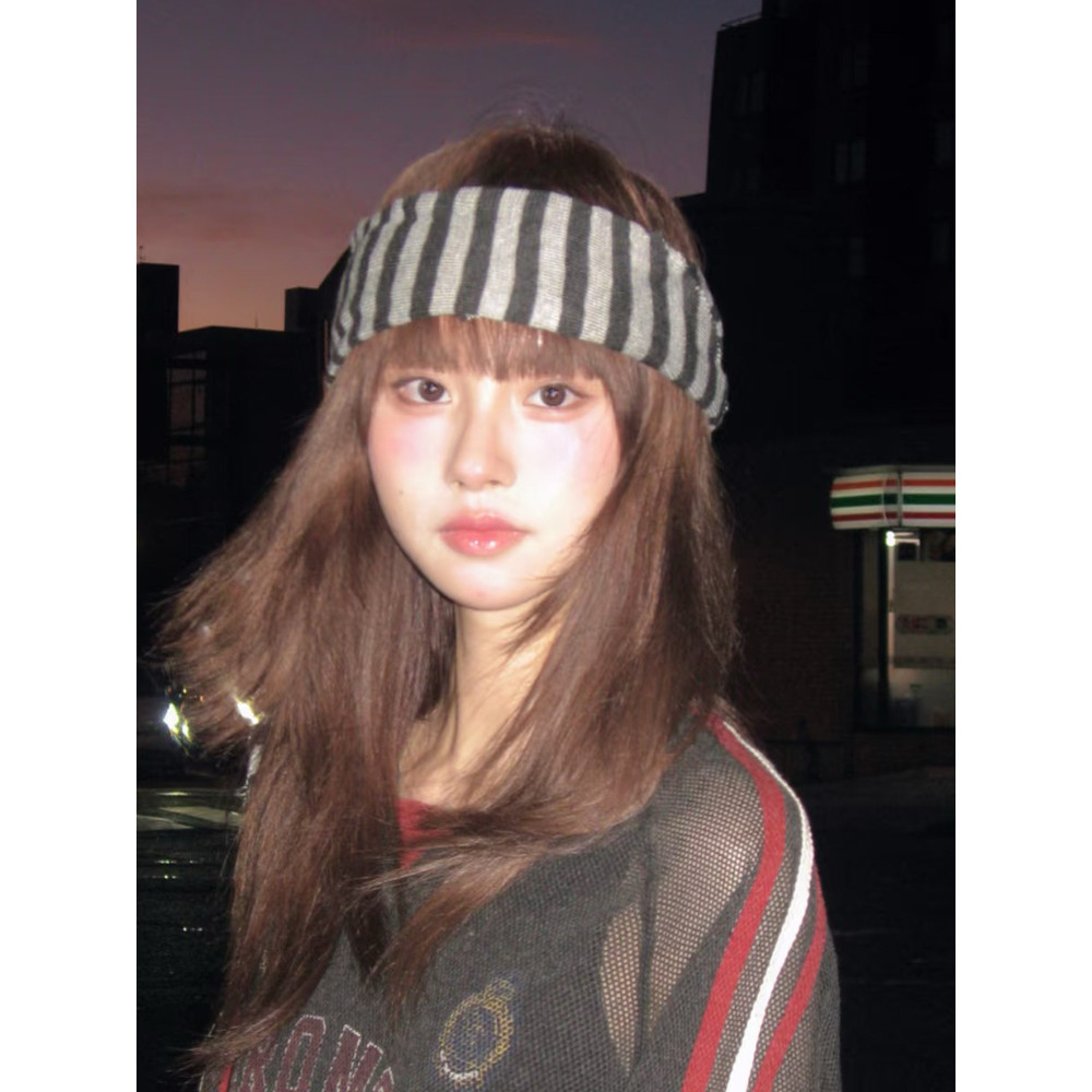 Estilo japonês listrado de aba larga moda bandana feminino coreano outono inverno All-Match na moda bandana acessórios p