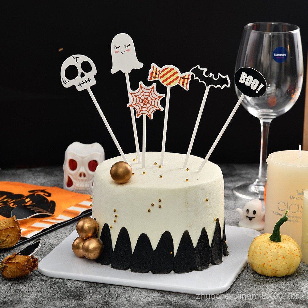 Decorações para Festa de Halloween, Decorações para o Festival dos Fantasmas, Topper de Bolo de Abóbora, Suprimentos par