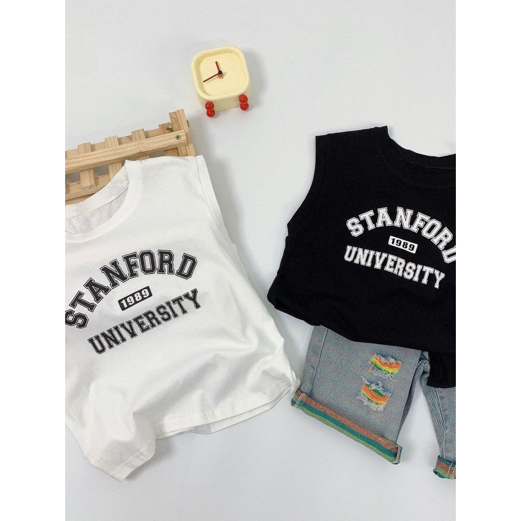 100% algodão meninos colete sem mangas camiseta crianças verão estilo fino carta impressão crianças meninos colete topo
