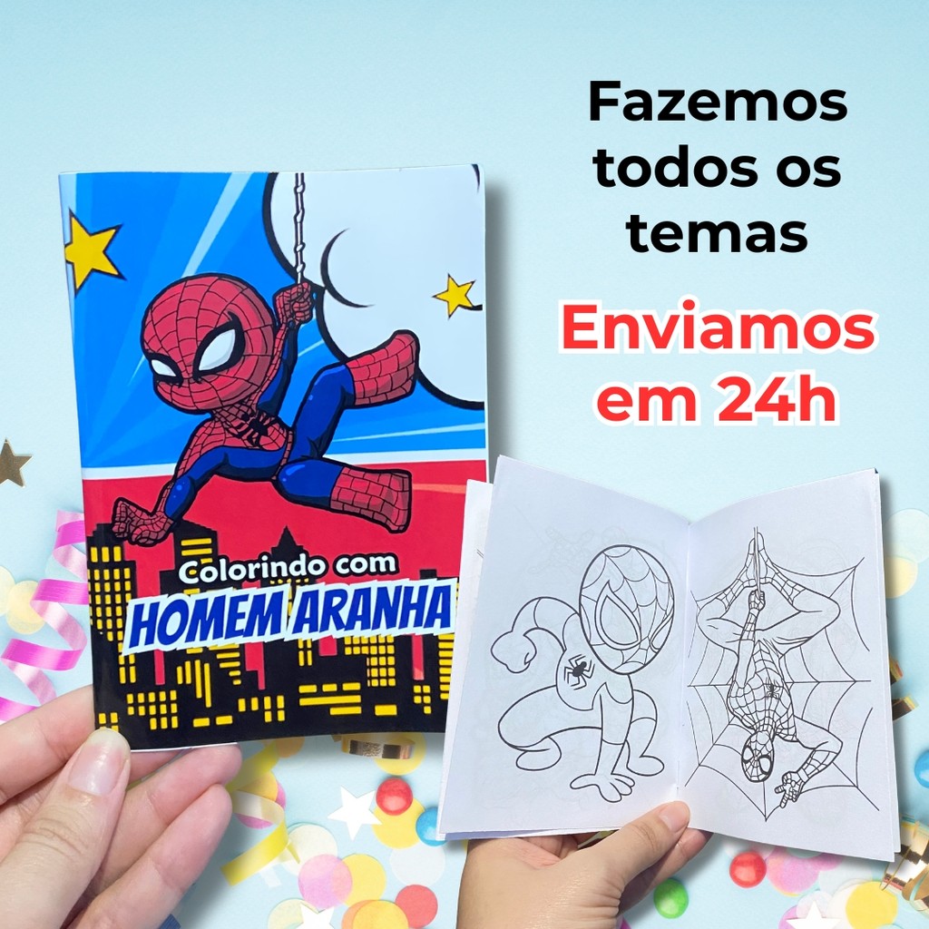 Livrinhos de Colorir Personalizados Homem Aranha Spider Baby Cute Lembrancinha Aniversário Infantil